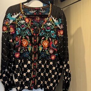 Johnny Was Multicolor Embroidered Blouse